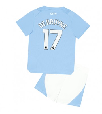 Manchester City Kevin De Bruyne #17 Primera Equipación Niños 2023-24 Manga Corta (+ Pantalones cortos)